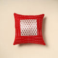 Red - bagh patch ikat cushion cover 12 - handcrafted