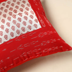 Red - bagh patch ikat cushion cover 12 - handcrafted