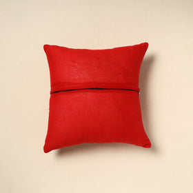 Red - bagh patch ikat cushion cover 12 - handcrafted