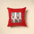 Red - bagh patch ikat cushion cover 18 - handcrafted