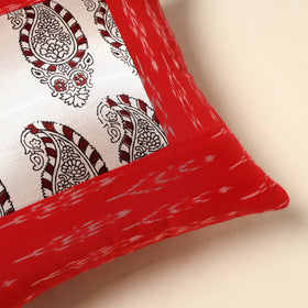Red - bagh patch ikat cushion cover 18 - handcrafted