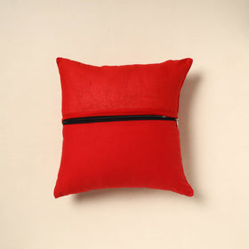 Red - bagh patch ikat cushion cover 19 - handcrafted