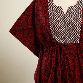 Red - bagh patchwork cotton kaftan (short) 37 - handcrafted