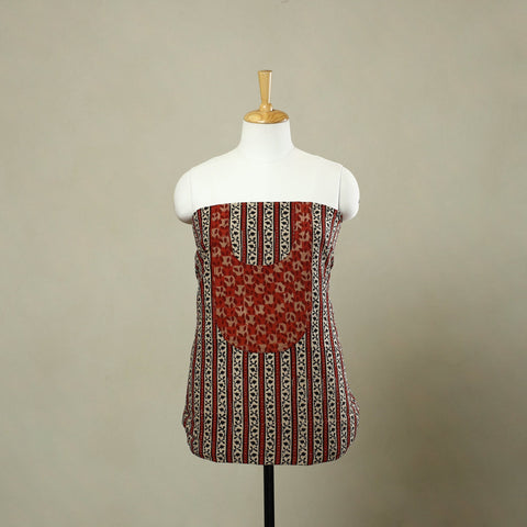 Buy Red Bagh Print Patchwork Cotton Kurta Material