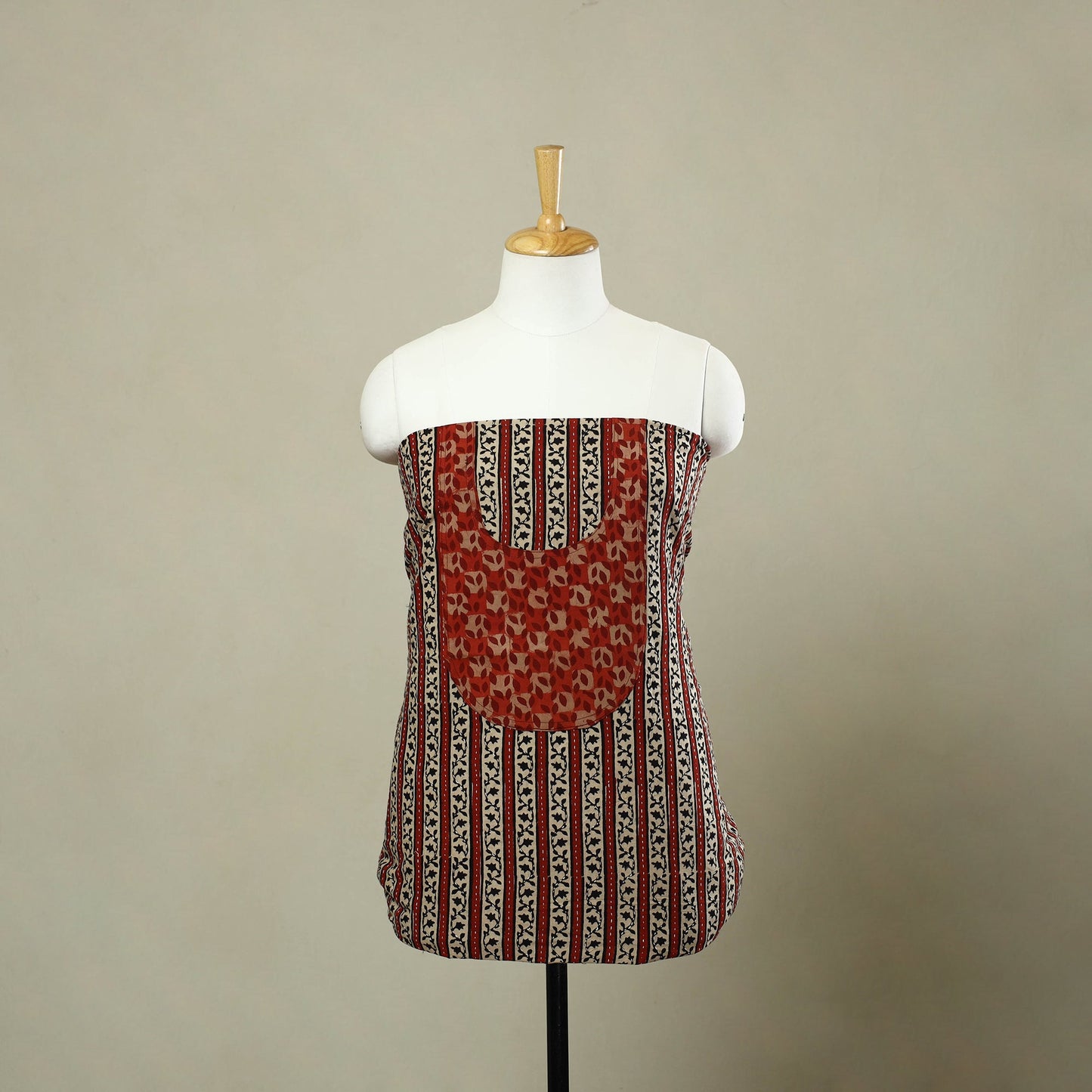 Buy Red Bagh Print Patchwork Cotton Kurta Material