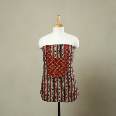 Buy Red Bagh Print Patchwork Cotton Kurta Material