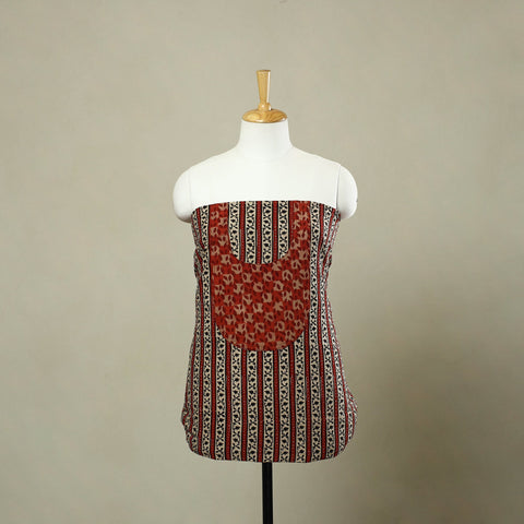 Buy Red Bagh Print Patchwork Cotton Kurta Material