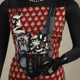 Red - bagh patchwork cotton unstitched kurta material
