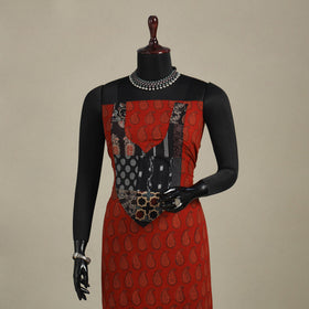 Red - bagh patchwork cotton unstitched kurta material