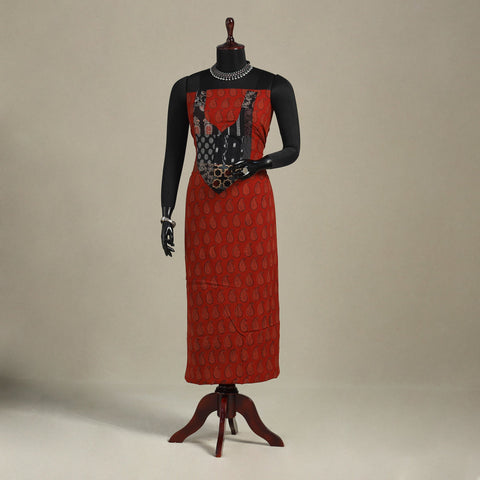 Red - bagh patchwork cotton unstitched kurta material