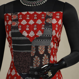 Red - bagh patchwork cotton unstitched kurta material