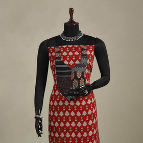 Red - bagh patchwork cotton unstitched kurta material