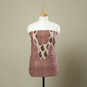 Buy Red Bagh Print Patchwork Cotton Kurta Material