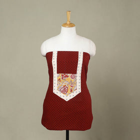 Buy Red Bagh Print Patchwork Cotton Kurta Material
