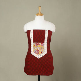 Buy Red Bagh Print Patchwork Cotton Kurta Material