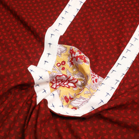 Buy Red Bagh Print Patchwork Cotton Kurta Material