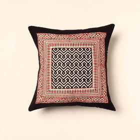Red - Bagh Block Printed Cotton Cushion Cover (16 x 16 in) 03