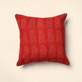 Red - Bagh Block Printed Cotton Cushion Cover (16 x 16 in) 19