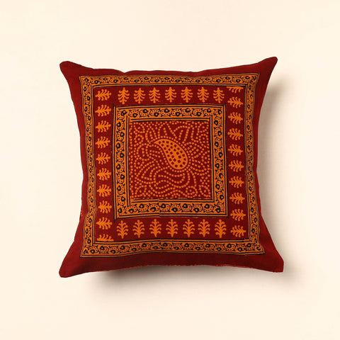 Red Bagh Block Printed Cotton Cushion Cover