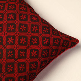Red - Bagh Block Printed Cotton Cushion Cover (16 x 16 in) 16