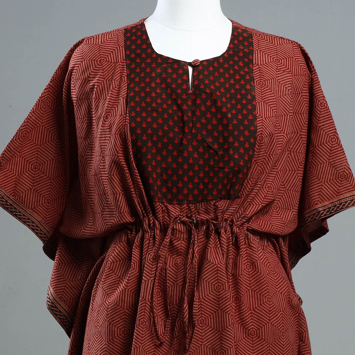  Bagh Block Printed Cotton Kaftan with Tie-Up Waist 
