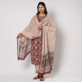  Bagh Block Printed Cotton Kurta with Palazzo & Dupatta Set 