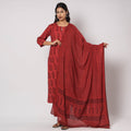  Bagh Block Printed Cotton Kurta with Palazzo & Dupatta Set 