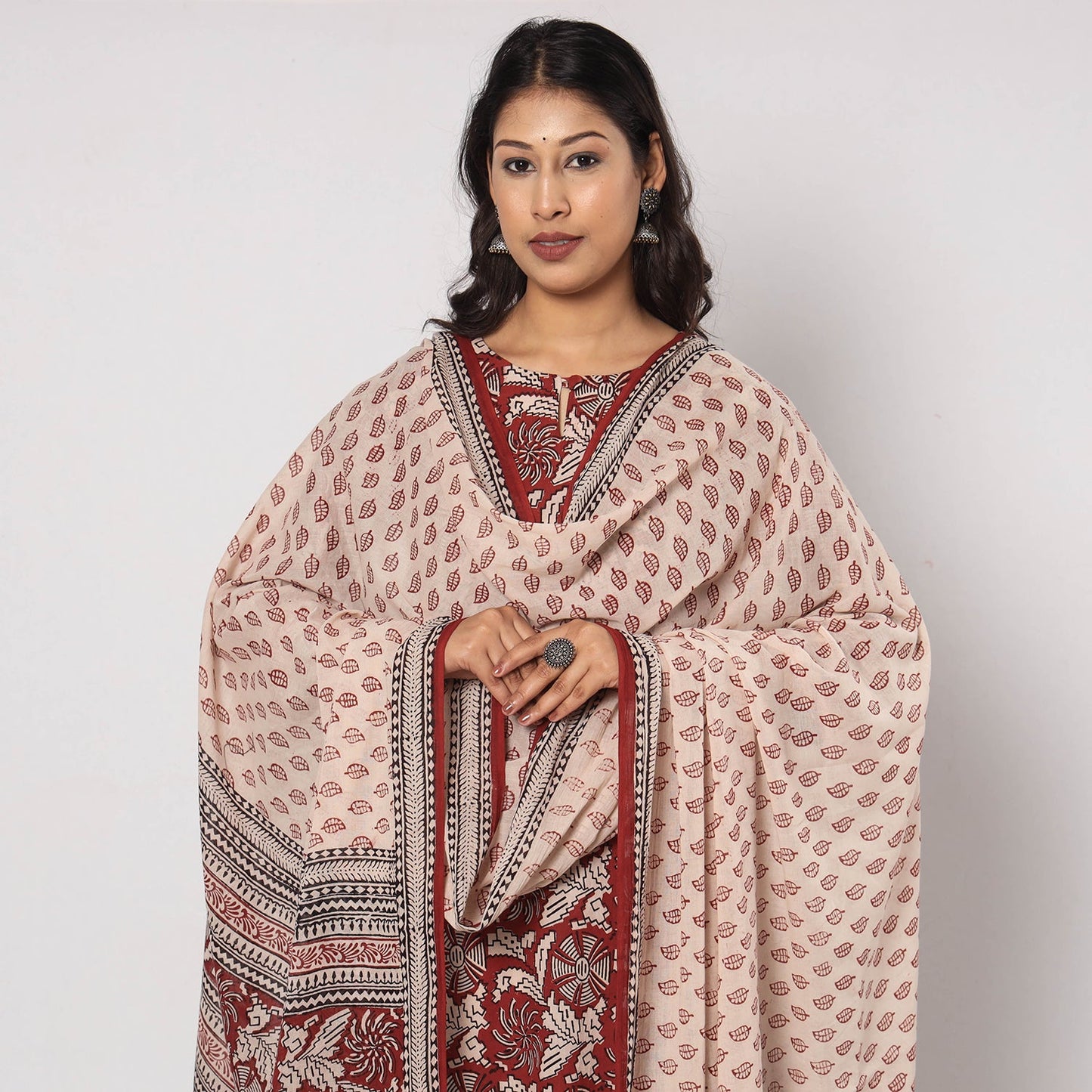  Bagh Block Printed Cotton Kurta with Palazzo & Dupatta Set 