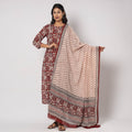 Bagh Block Printed Cotton Kurta with Palazzo & Dupatta Set 