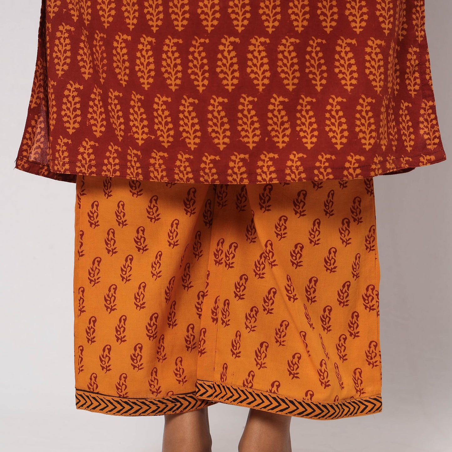 Buy Bagh Block Printed Cotton Kurta with Palazzo & Dupatta Set Online at iTokri.com