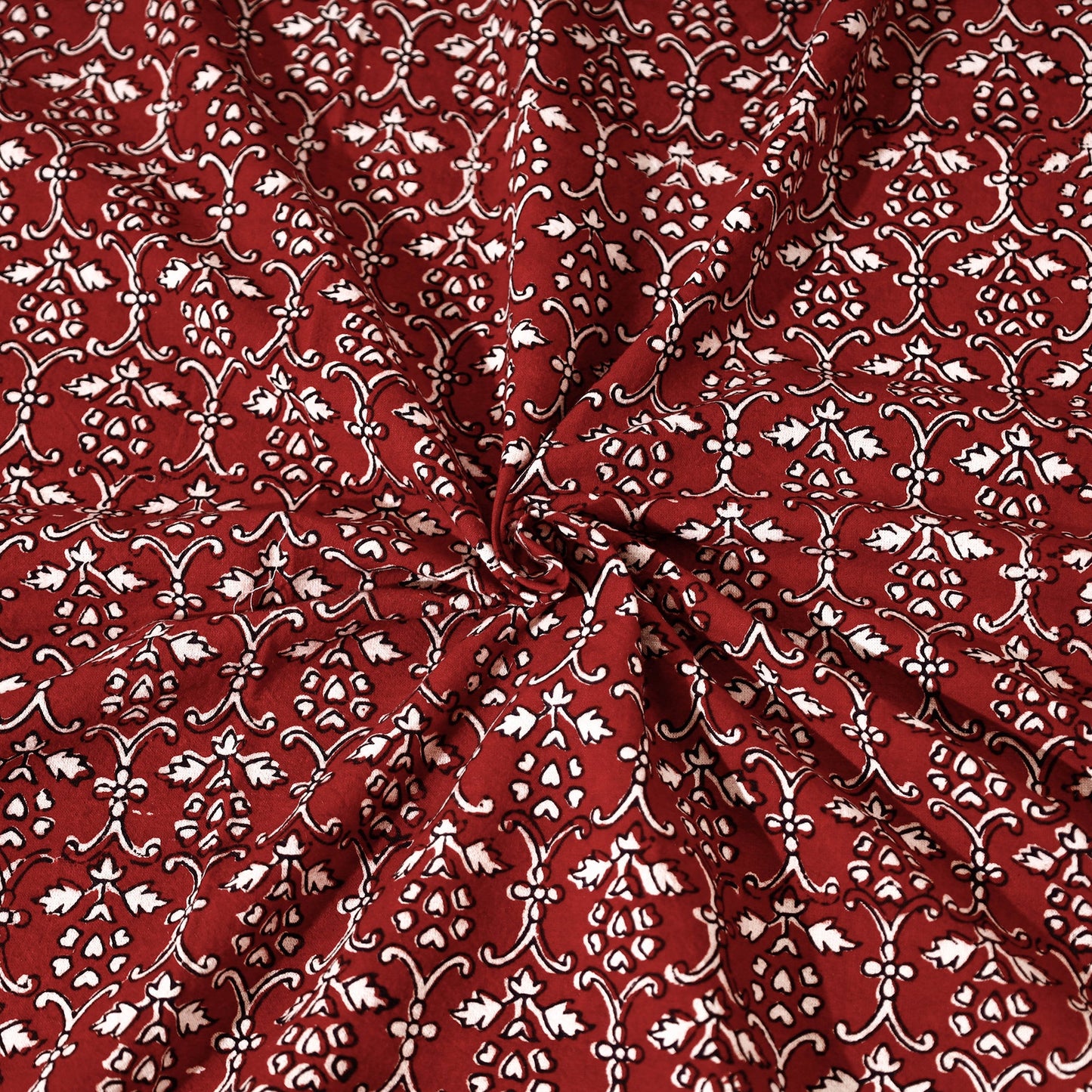 Red - Bagh Block Printed Cotton Single Bed Cover with Pillow Covers (94 x 64 in)