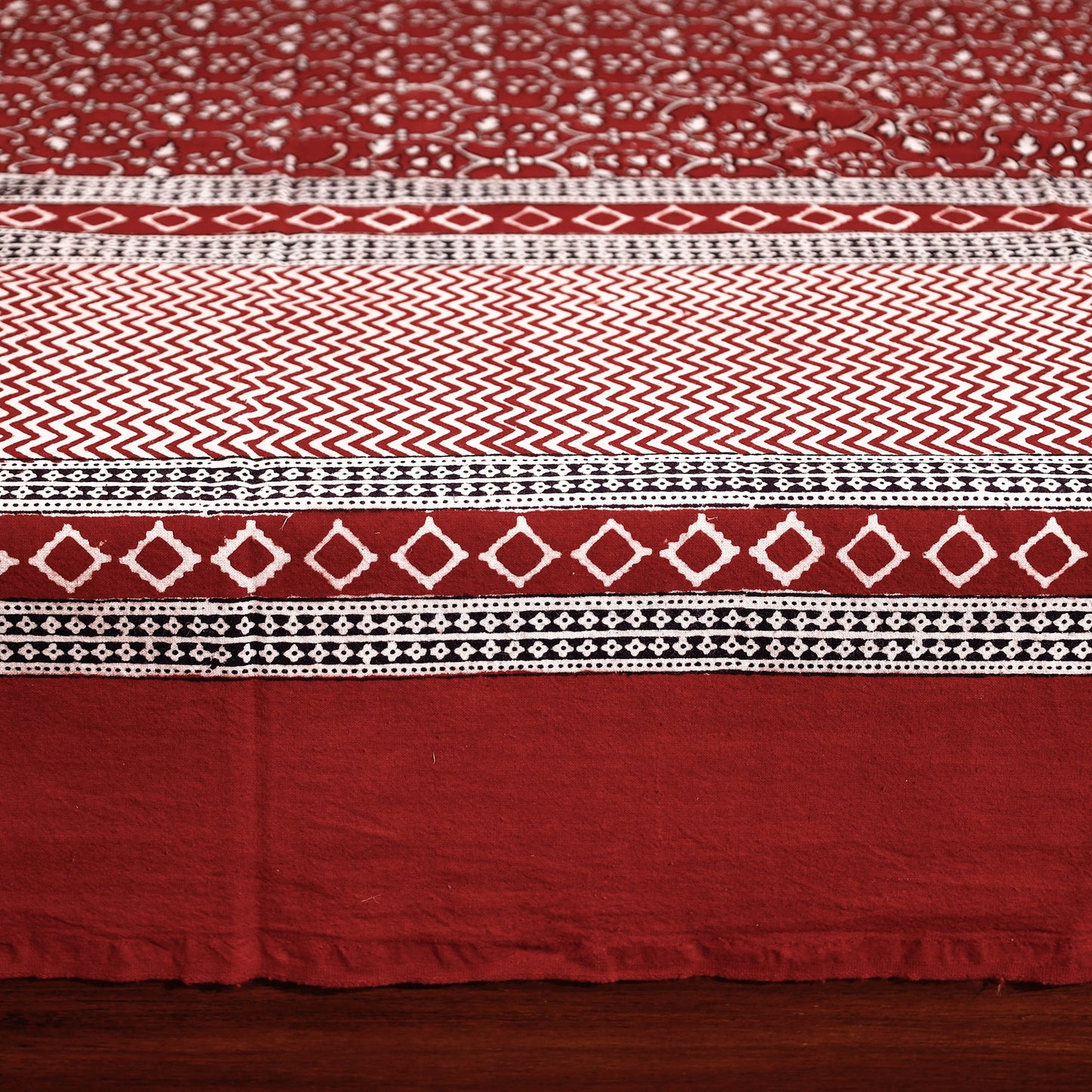 Red - Bagh Block Printed Cotton Single Bed Cover with Pillow Covers (94 x 64 in)