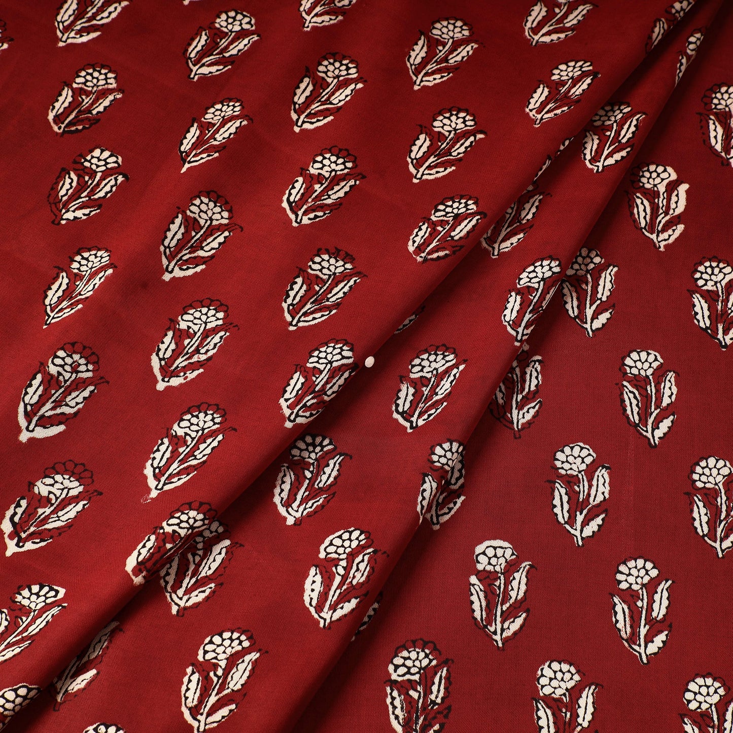 Red - bagh printed modal fabric - handcrafted