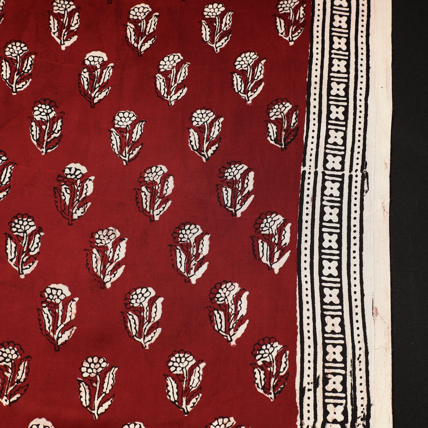Red - bagh printed modal fabric - handcrafted