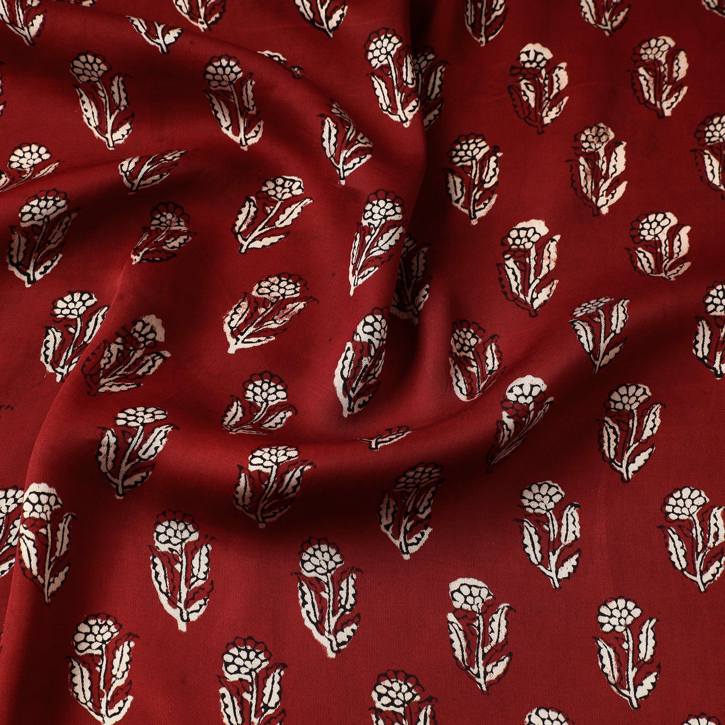 Red - bagh printed modal fabric - handcrafted