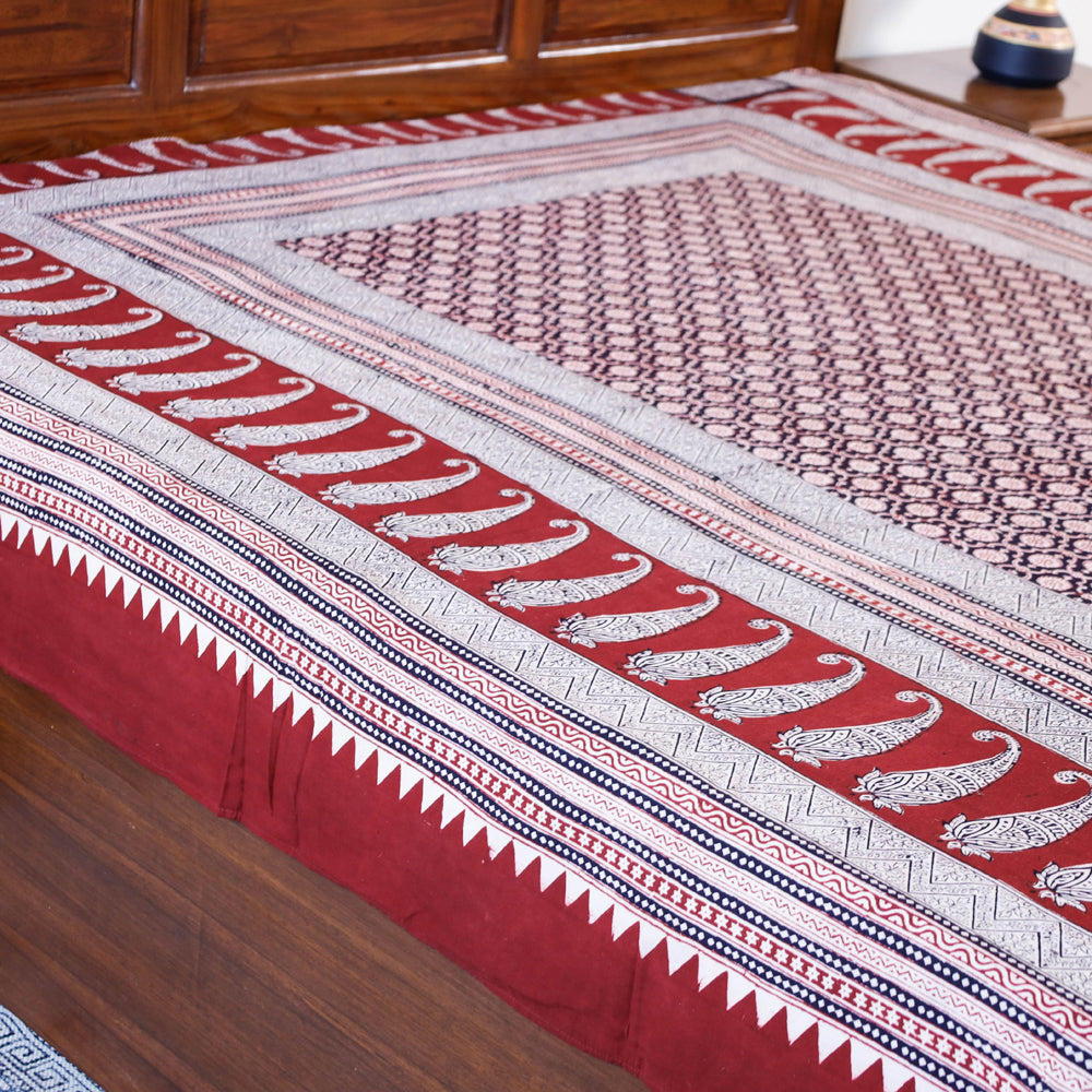  Bagh Block Printed Natural Dyed Pure Cotton Double Bed Cover 
