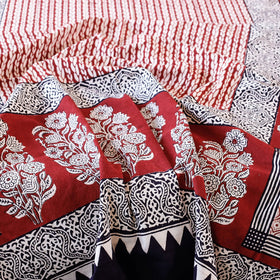 Red - Bagh Block Printed Natural Dyed Pure Cotton Single Bed Cover (90 x 57 in)
