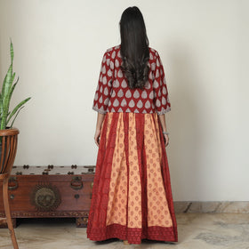  Bagh Block Printed Patchwork Cotton Long Skirt 