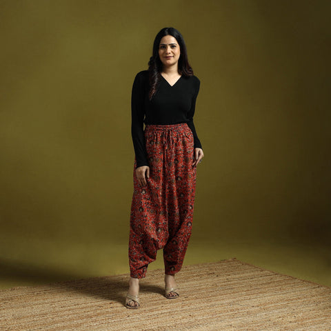 Red - bagru natural dyed cotton harem pant 19 - handcrafted