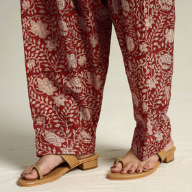 Red - bagru block printed cotton elasticated salwar 02