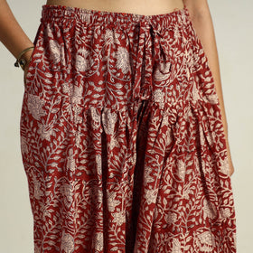 Red - bagru block printed cotton elasticated salwar 02
