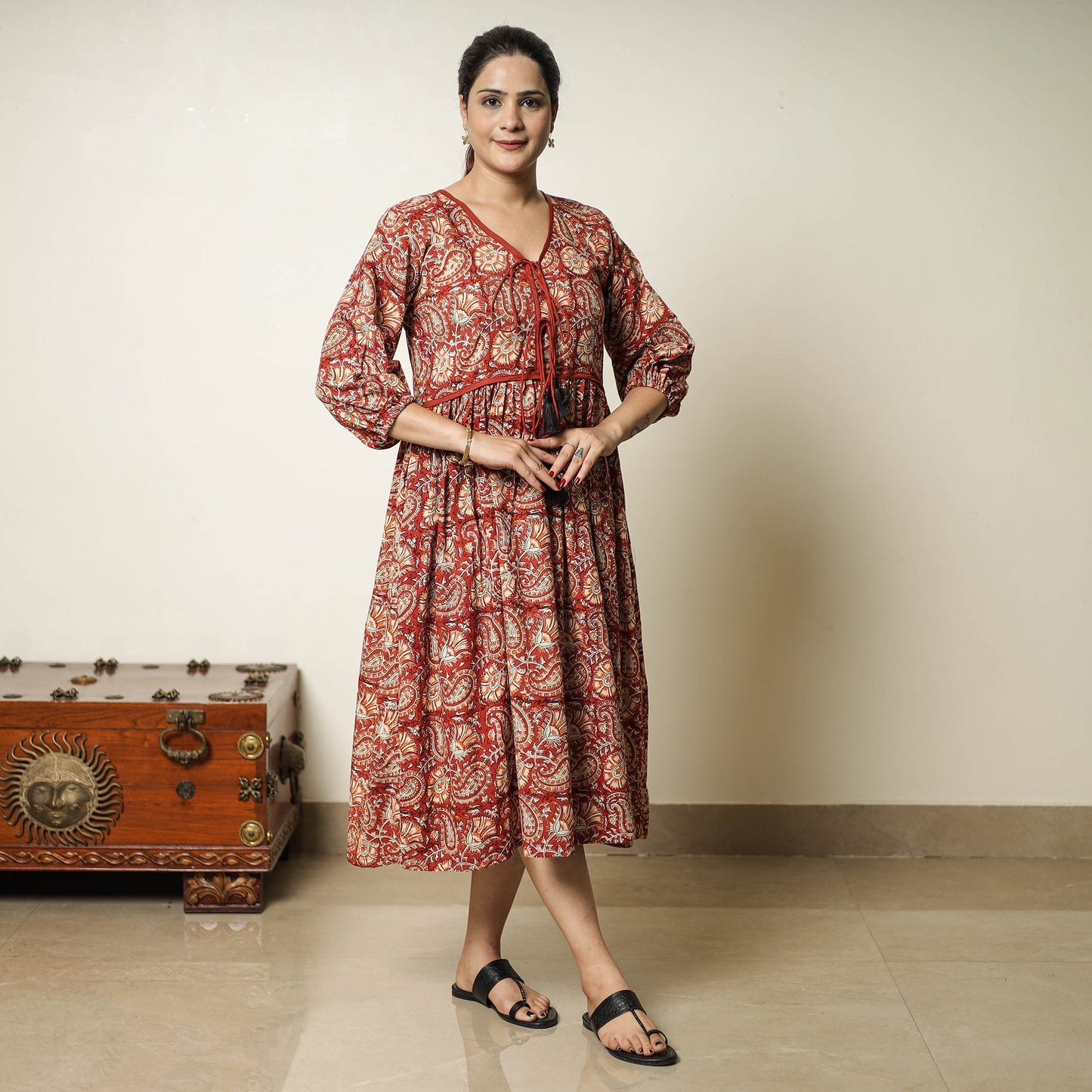 Buy Bagru Block Printed Cotton Flared Dress 17 Online at iTokri.com