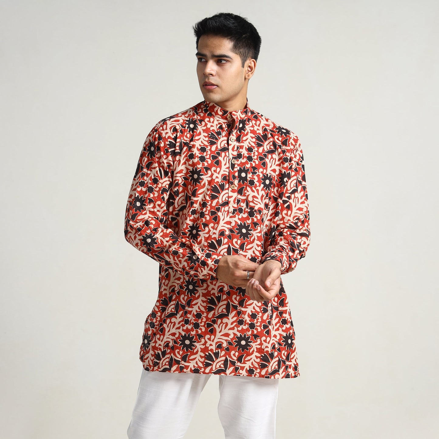 Buy Bagru Block Printing Cotton Men Short Kurta 06 Online at iTokri.com