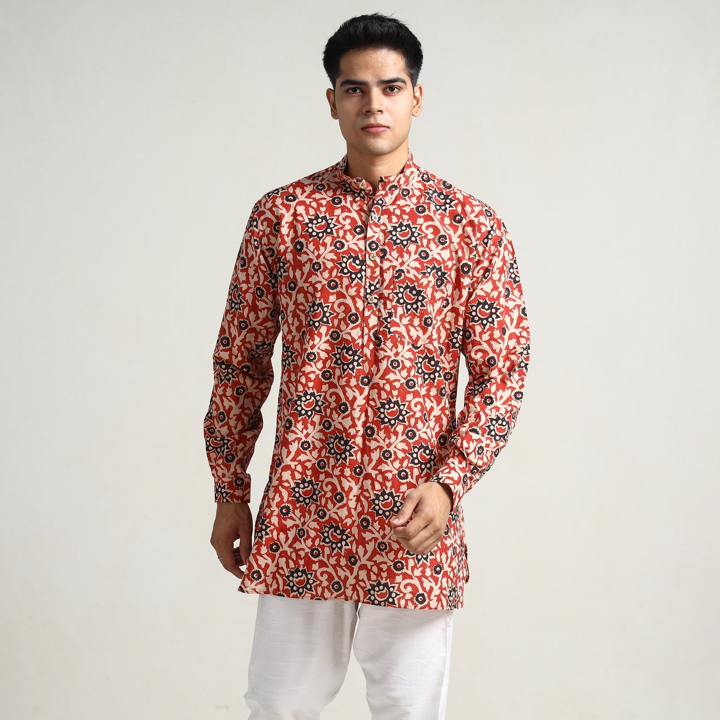 Buy Bagru Block Printing Cotton Men Short Kurta 11 Online at iTokri.com