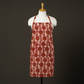  Red Bagru Block Print Cotton Apron with Pocket 