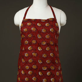 Red - bagru cotton apron with pocket 18 - handcrafted