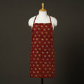 Red - bagru cotton apron with pocket 18 - handcrafted