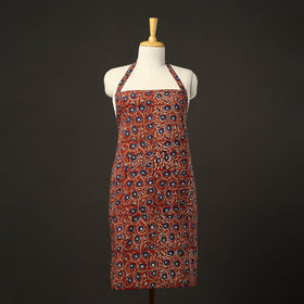 Red - bagru cotton apron with pocket 20 - handcrafted