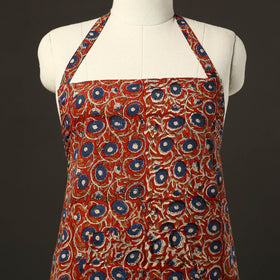 Red - bagru cotton apron with pocket 20 - handcrafted