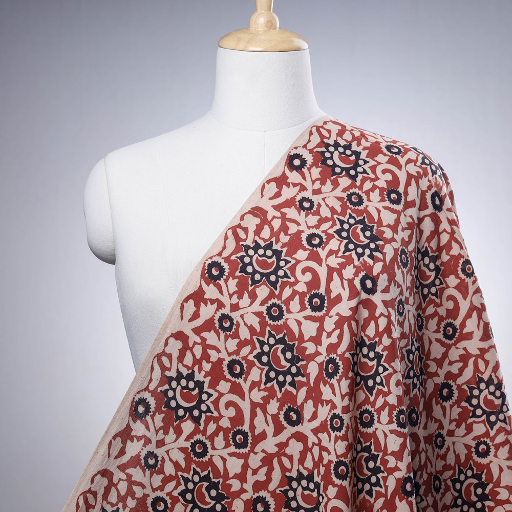 Red Traditional Bagru Print Fabric from Rajasthan